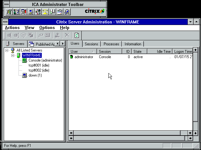 Citrix WinFrame 1.8 - Manager